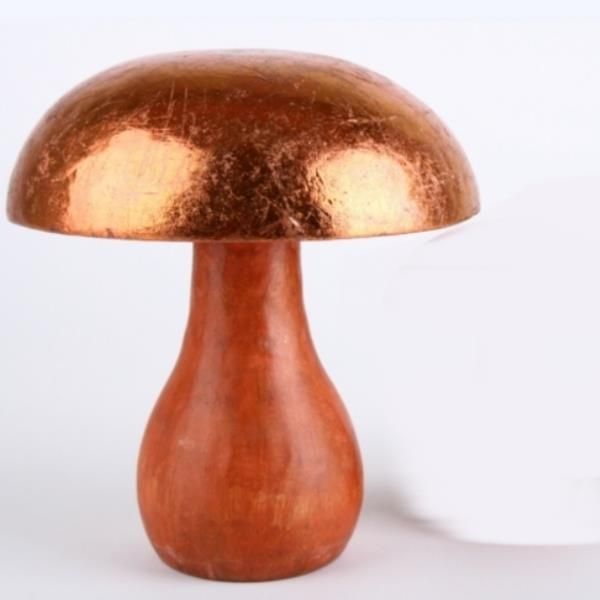 Pilz Figur aus Holz mit Metall Schlagmetall. Höhe 18cm. 1 Stück