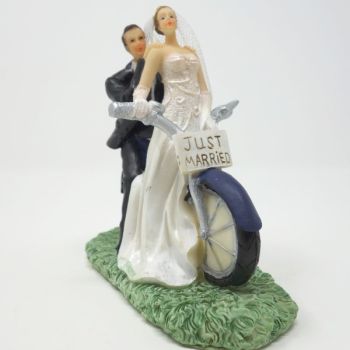 Hochzeitspaar mit Fahrrad