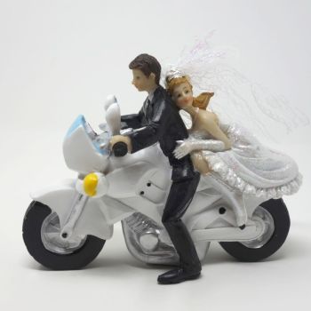 Brautpaar Figur auf Motorrad, Dekofigur Hochzeit