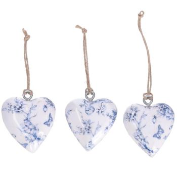 3D Herzen Weiss Blau 6 Stück