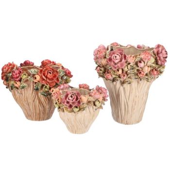 Bunte Topfvase handgefertigt verziert