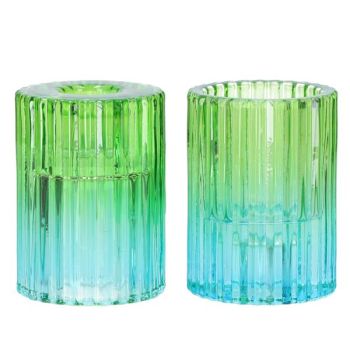 Grün Blaue Kerzenhalter, 6 Stück