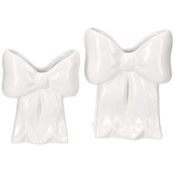 Schleifen Vase Porzellan weiss 14,6cm