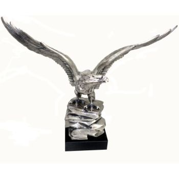 Adler Skulptur Gussmetall auf Marmorsockel