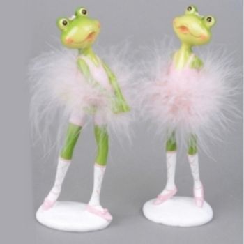 Deko Frosch Figuren, Kleid, Federn. 17 cm. 2 Modelle, 2 Stück