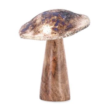 Deko Pilze aus Holz, Bronze Antik. 19 cm. 1 Stück