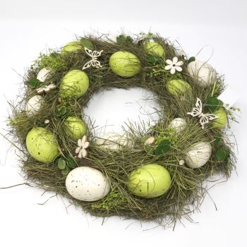 Eier Osterkranz grün creme. 33cm.