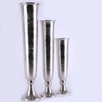 Flöten Vase Silber, Guss Metall. 60 cm. 1 Stück