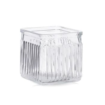 Glas Würfel Quadrat, Rille. Höhe 10 cm. 6 Stück