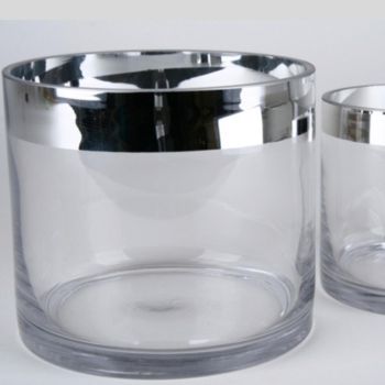 Glas Zylinder, silberner Rand. 15 cm. 1 Stück