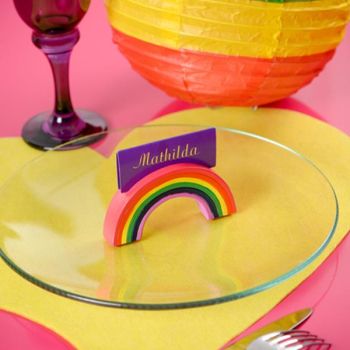 Tischkartenhalter Regenbogenfarben, Platzkartenhalter Multi