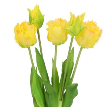 Künstliche Tulpen Gelb, Bündel X 5, Real Touch.