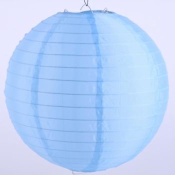 Nylon Deko Lampions, hellblau - 40 cm.