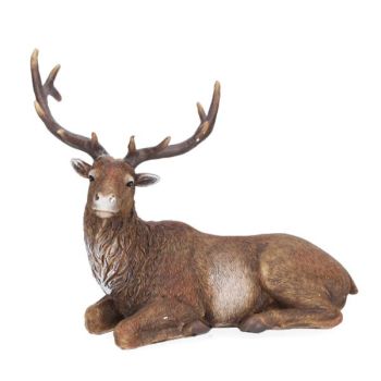 Liegender Deko Hirsch schauend. 26,7 cm.
