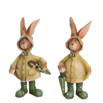 Osterhasen Figuren Jacke Schirm. 11cm. 2 Modelle, 2 Stück.