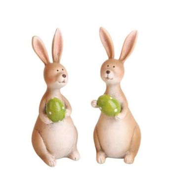 Osterhasen Figuren mit Ei. H 11,5cm. 2 Stück