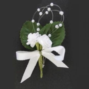 Weißer Rosen Anstecker günstig
