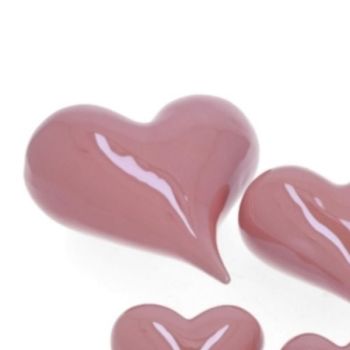 Herzen aus Keramik in Rosa. 11 cm. 6 Stück