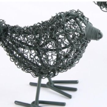 Vogelfiguren Drahtgeflecht filigran, Vogel Metall Draht, 11cm