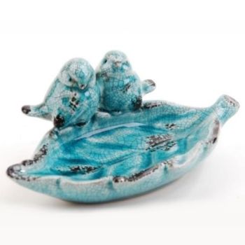 Vogeltränke mit Spatzen Figuren
