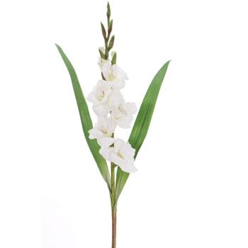 Weiße Gladiole Kunstblume 5 Blüten