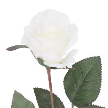 Weiße Seidenblumen Rosen, 6 Stück
