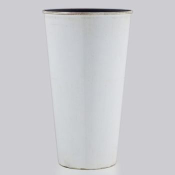 Weisse Vase Kunststoff gelackt Emaille Finish