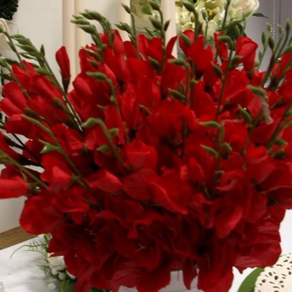 rote Kunstblume Günstige Blüten Gladiole, mit 6 Seidenblume