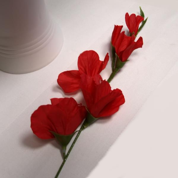 6 rote Blüten Gladiole, Günstige mit Seidenblume Kunstblume
