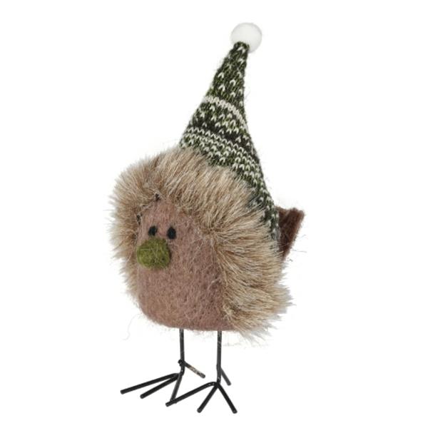 Winter Vogel Figur mit Mütze, Vogel zum 17cm stellen