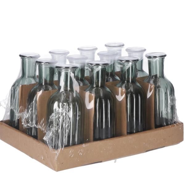 Tischvasen in Grün mit Rillen, 11,5cm, 12 Stück