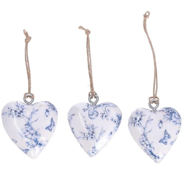 3D Herzen Weiss Blau 6 Stück