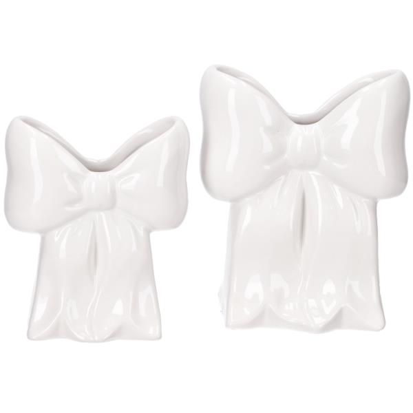 Schleifen Vase Porzellan weiss 14,6cm