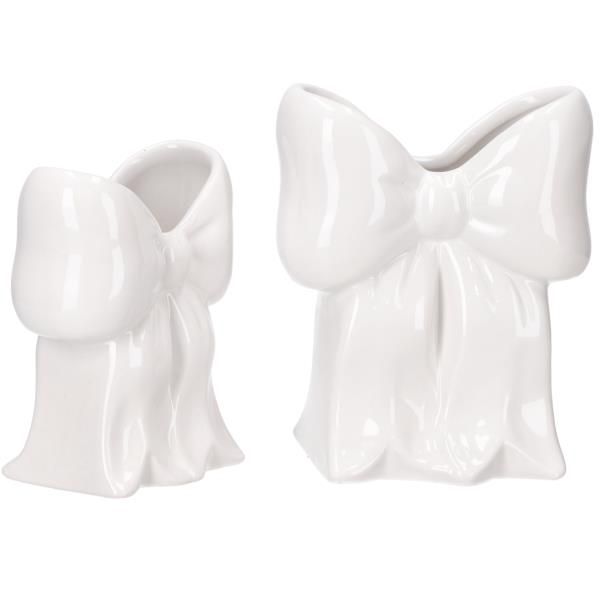 Schleifen Vase Porzellan weiss 14,6cm