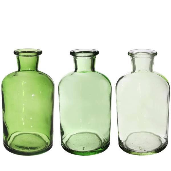 Vasen in 3 Grüntönen, 12 Stück