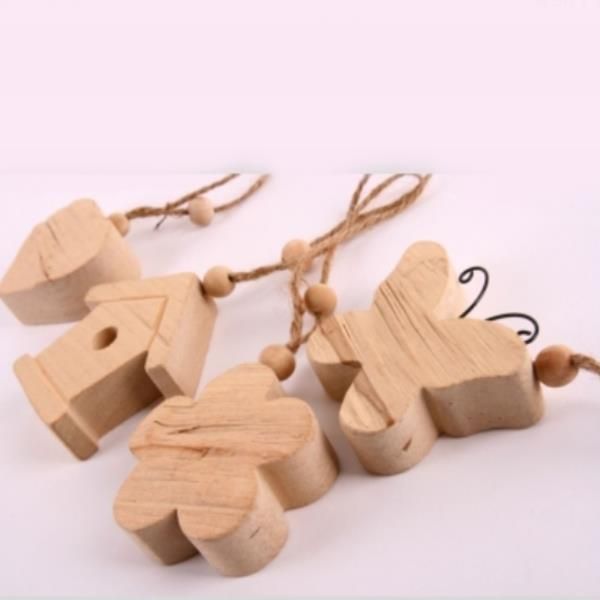 Deko Anhänger Holz, 4 Modelle Holzhänger Schnur. 8 Stück