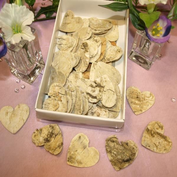 Birkenherzen 4cm, Herzen Tisch Streudeko. 50 Stück