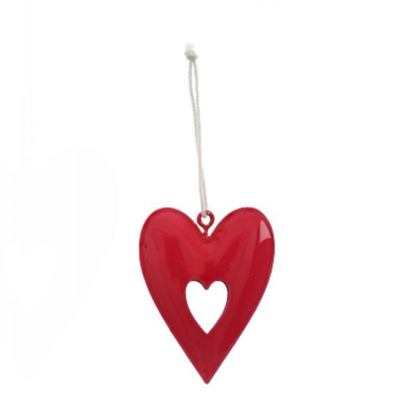 Rote Herzen mit Anhänger. 9 cm. 12 Stück