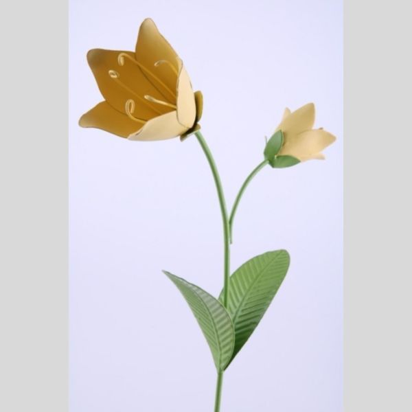 Metall Glockenblumen Stecker gelb. 30 cm. 2 Stück