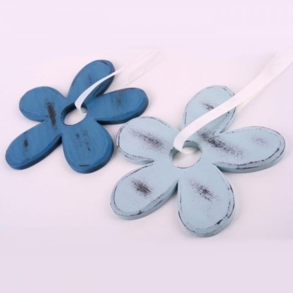 Deko Blüten blau hellblau sortiert. 6 Stück