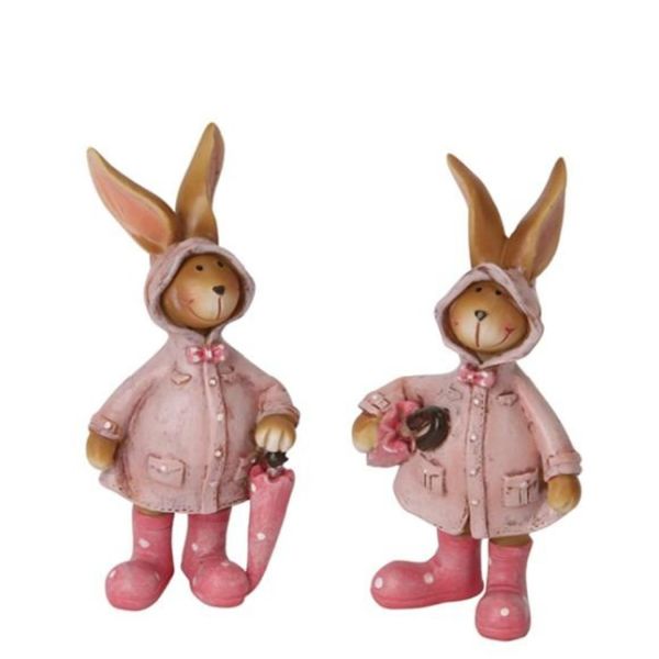 Deko Hasen Paar pink Figuren. 2 Modelle.