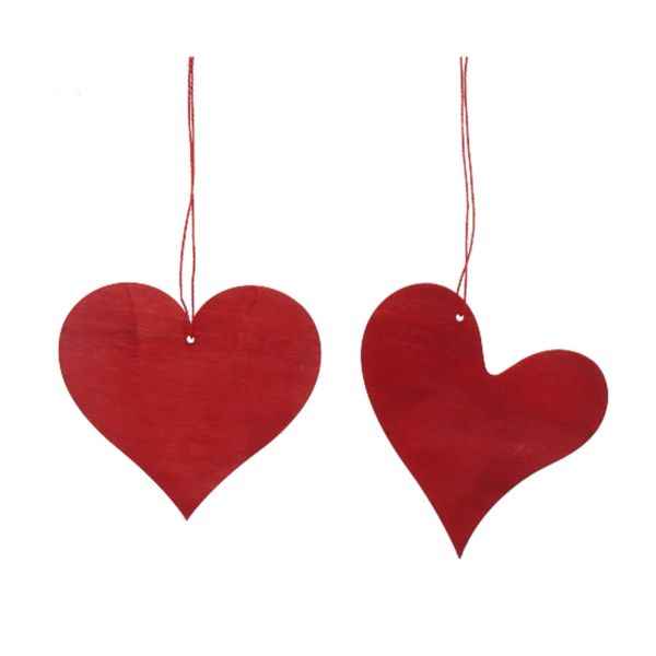 Rote Herz Anhänger Holz. 10 cm, 24 Stück