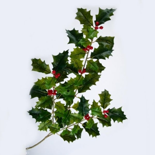 3 Stuck Deko Ilex Zweige Mit Blattern Und Roten Beeren