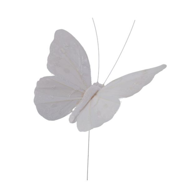 Weiße Deko Schmetterlinge, Stecker. 12 Stück.