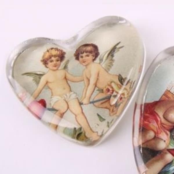 Engel Herzen aus Glas, Geschenk Idee, Briefbeschwerer Herzen