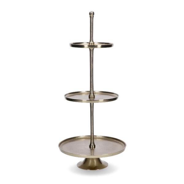 Etagere mit 3 Tellern, Hellgold.