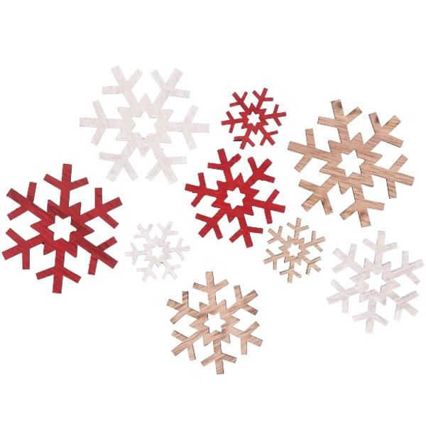 Flache Holz Schneeflocken. 24 Stück