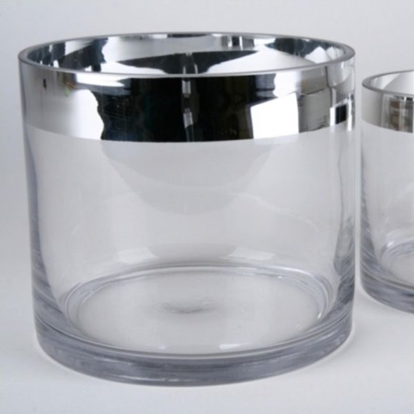Glasgefäß mit silbernen Rand. 12 cm. 1 Stück