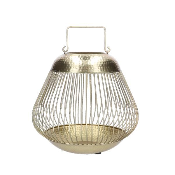 Goldenes Windlicht Metall. 46 cm.