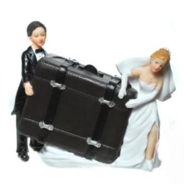 Hochzeitspaar Figur mit Hochzeitskasse.